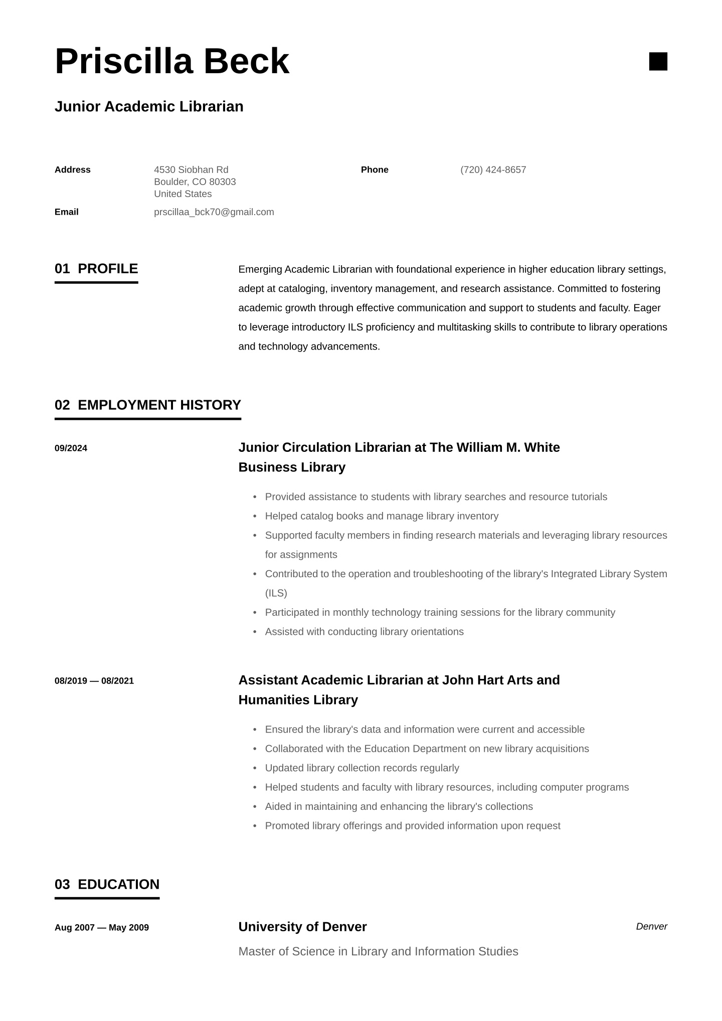 Entry-level Academic Librarian Translation missing: en.examples.cover_letter_example