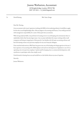 Accountant cover letter example
