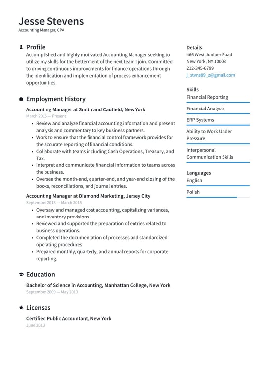 Accounting and Finance resume examples & templates