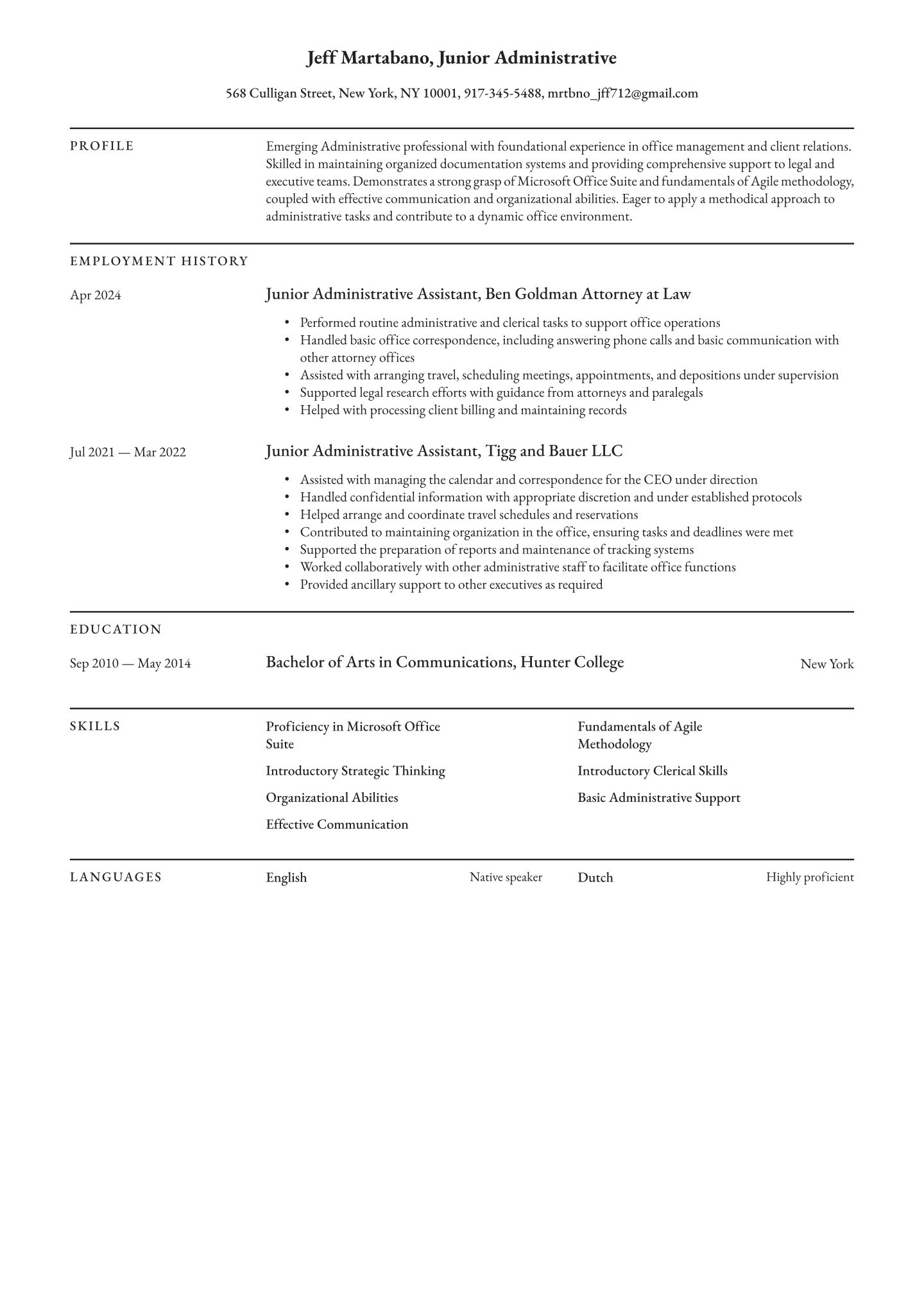 Entry-level Administrative Translation missing: en.examples.cover_letter_example
