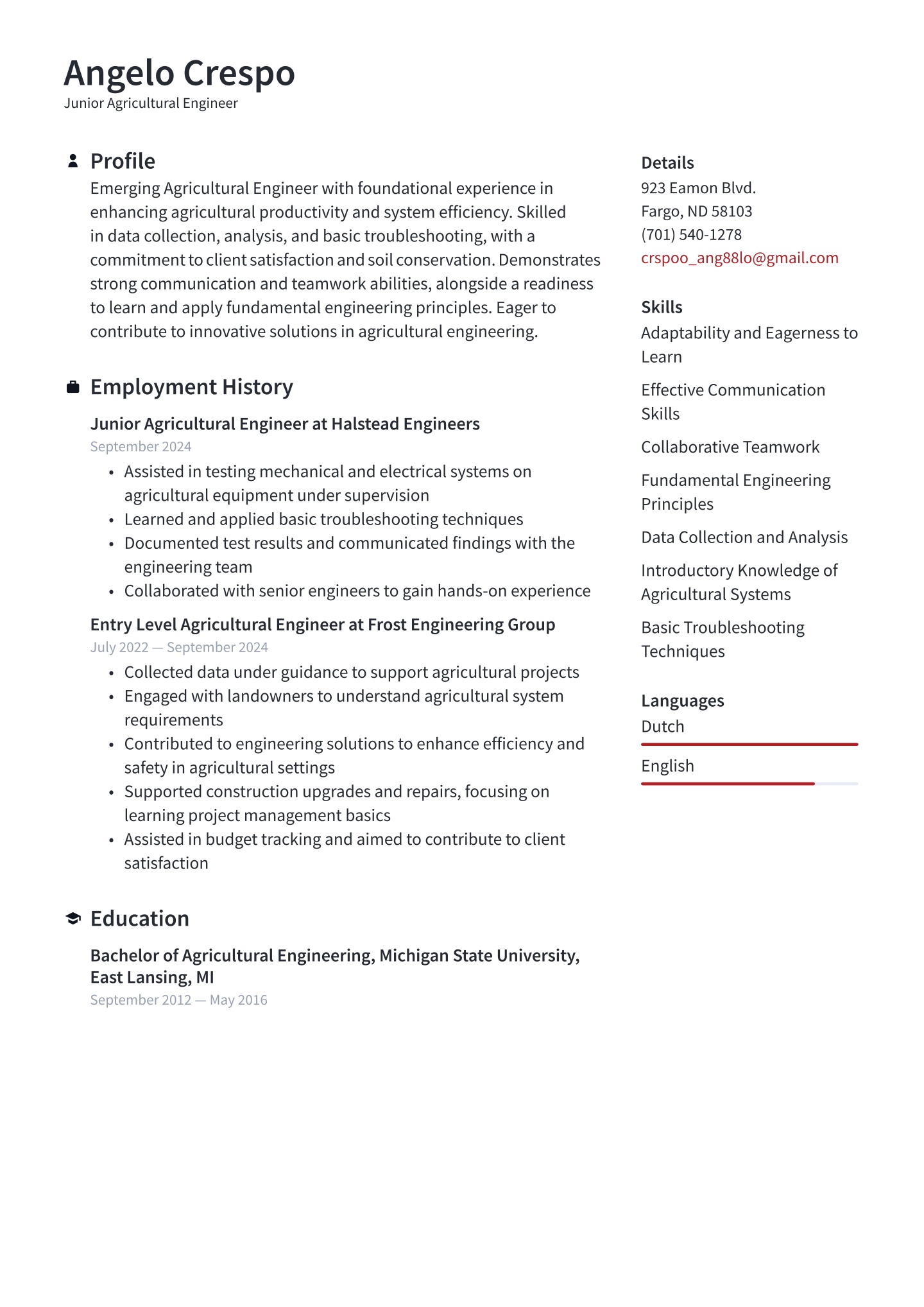 Entry-level Agricultural Engineer Translation missing: en.examples.cover_letter_example