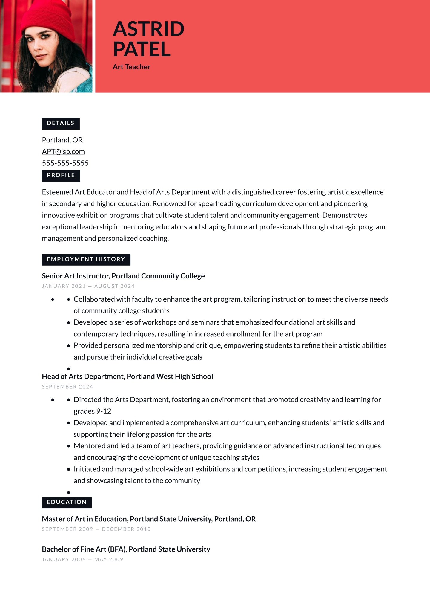 Senior-level Art Teacher Translation missing: en.examples.cover_letter_example