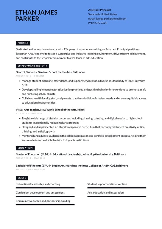Assistant Principal resume examples & templates