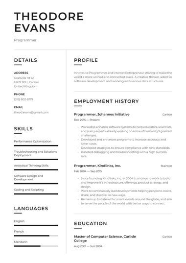 Modern CV template Clean