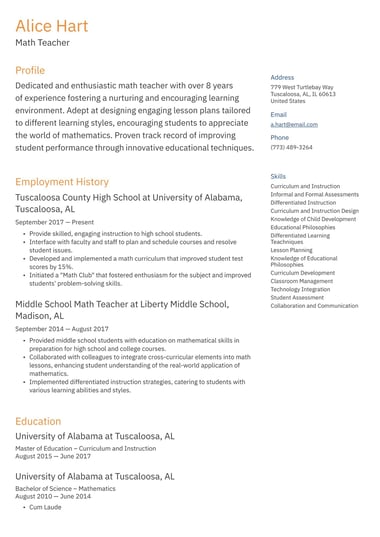 Simple resume template Two column ATS