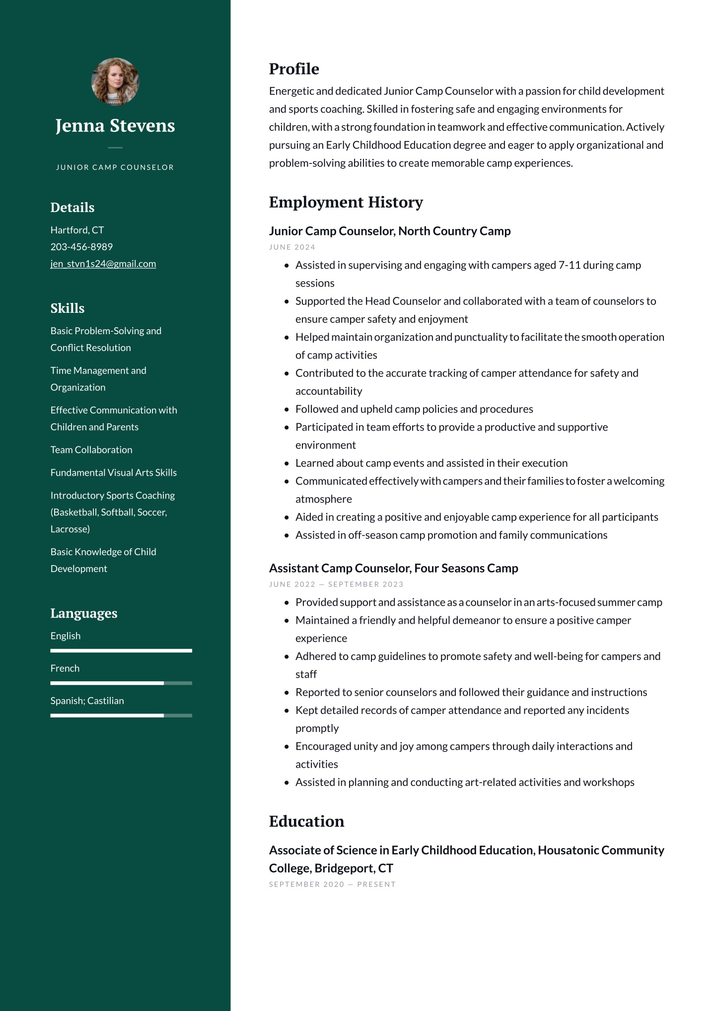 Entry-level Camp Counselor Translation missing: en.examples.cover_letter_example