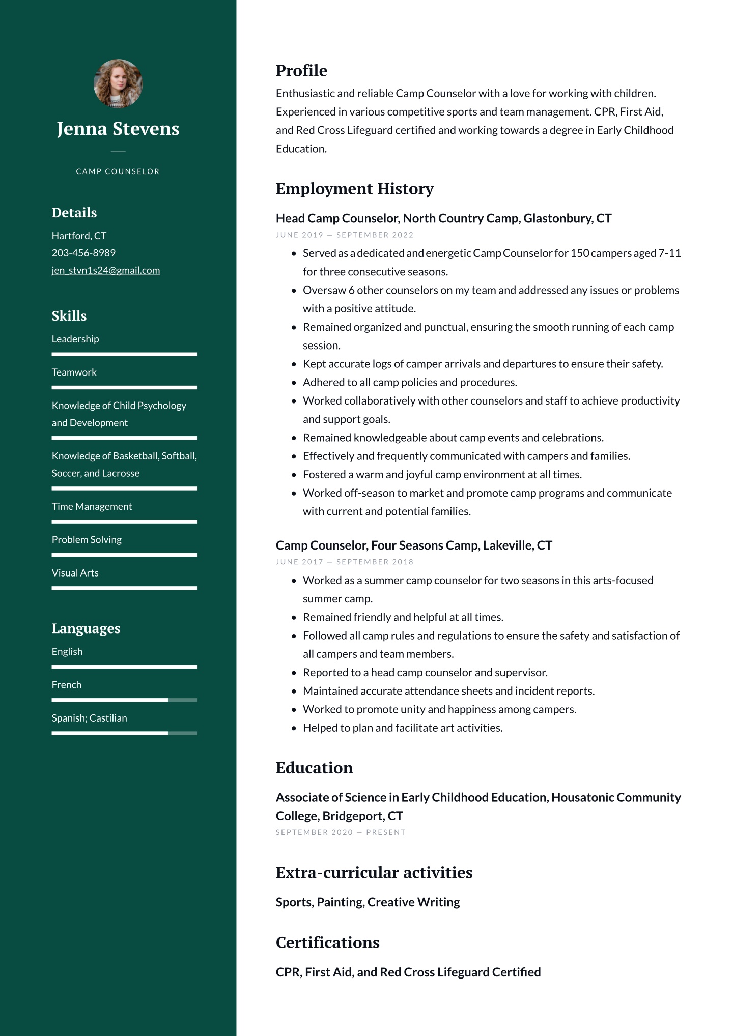 Mid-career Camp Counselor Translation missing: en.examples.cover_letter_example