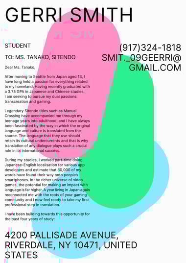 Simple cover letter template Color Splash