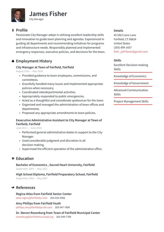 City Manager resume examples & templates