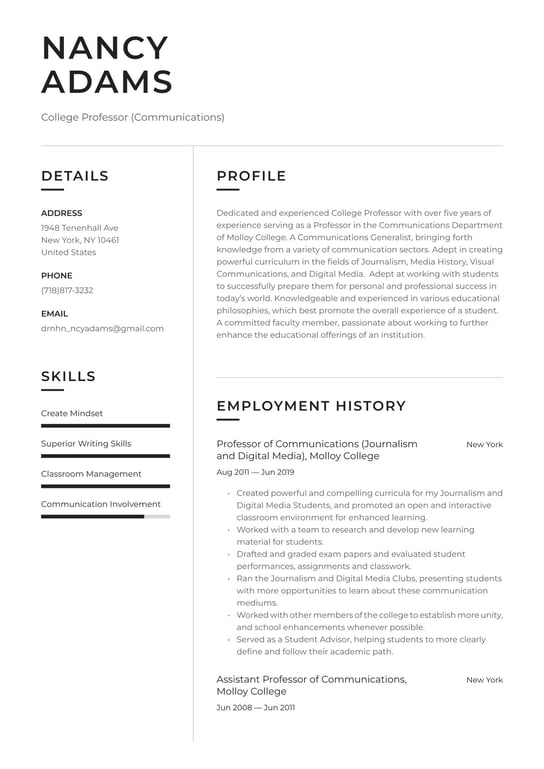 College Professor resume examples & templates