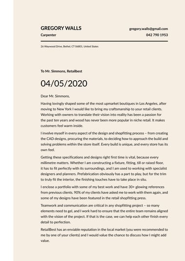 Simple cover letter template Half Tone