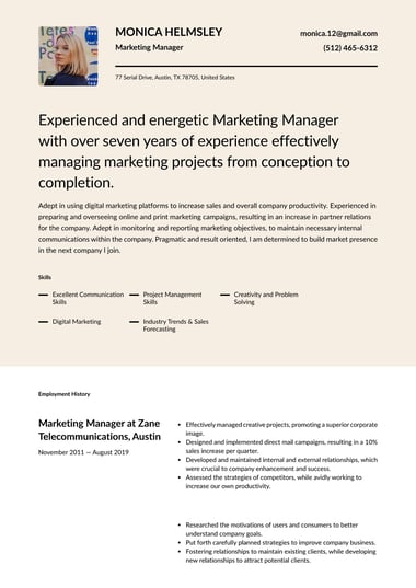 Simple resume template Half Tone