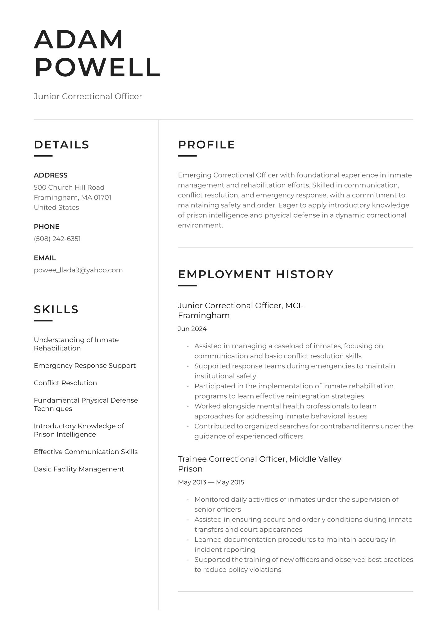 Entry-level Correctional Officer Translation missing: en.examples.cover_letter_example