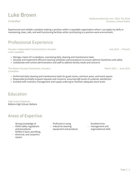 Custodian resume examples & templates