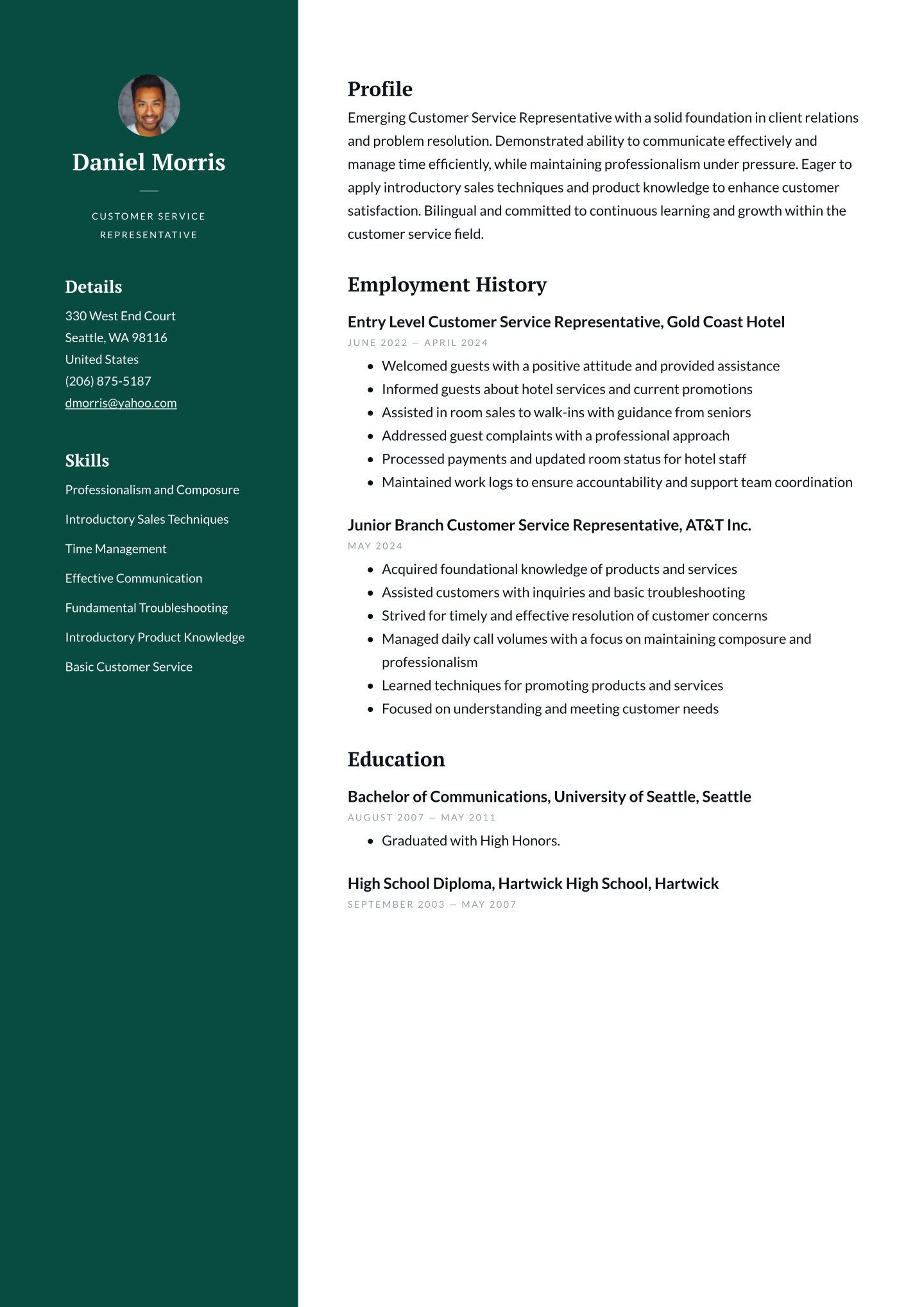 Entry-level Customer Service Representative Translation missing: en.examples.cover_letter_example