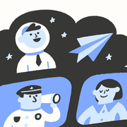 Cartoon graphic of an astronaut and other common dream jobs