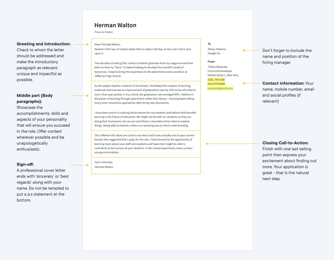 cover letter example structure UK