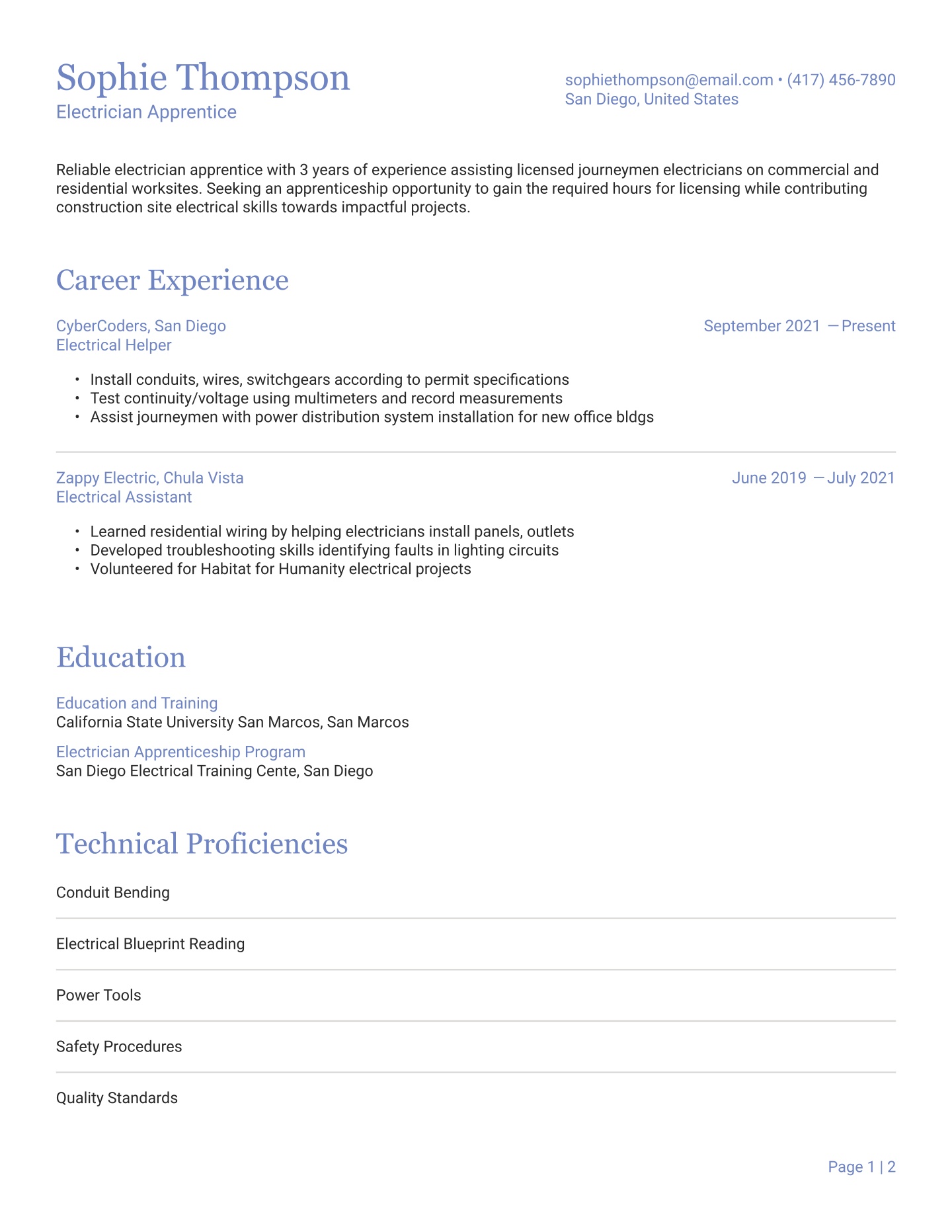 Mid-career Electrician Apprentice Translation missing: en.examples.cover_letter_example