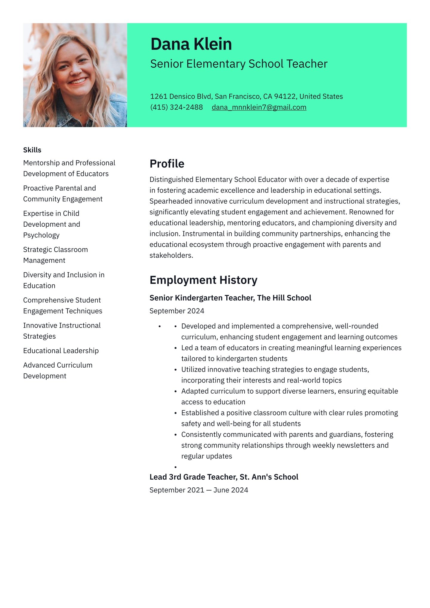 Senior-level Elementary School Teacher Translation missing: en.examples.cover_letter_example