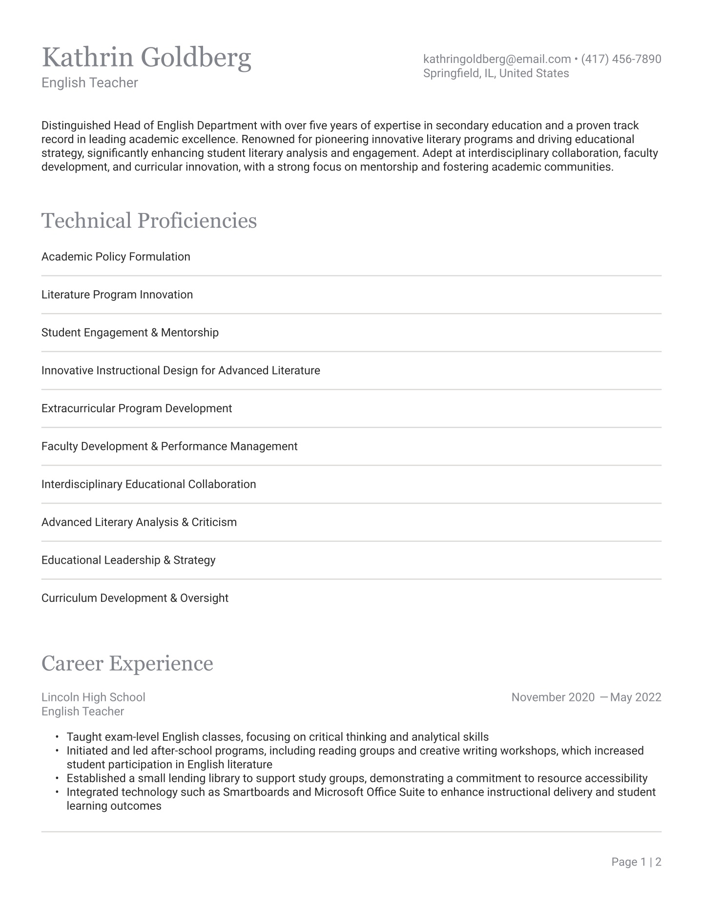 Senior-level English Teacher Translation missing: en.examples.cover_letter_example