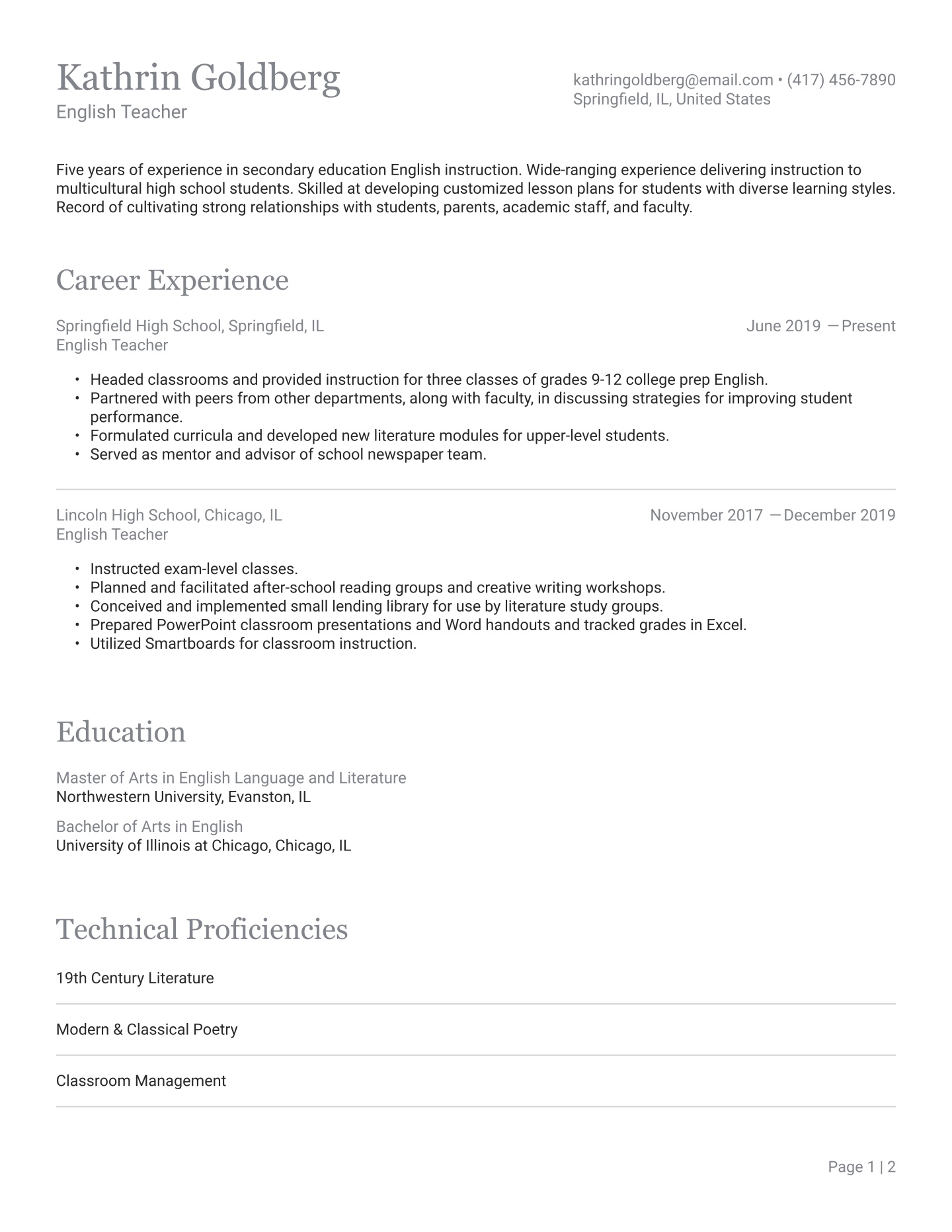 Mid-career English Teacher Translation missing: en.examples.cover_letter_example