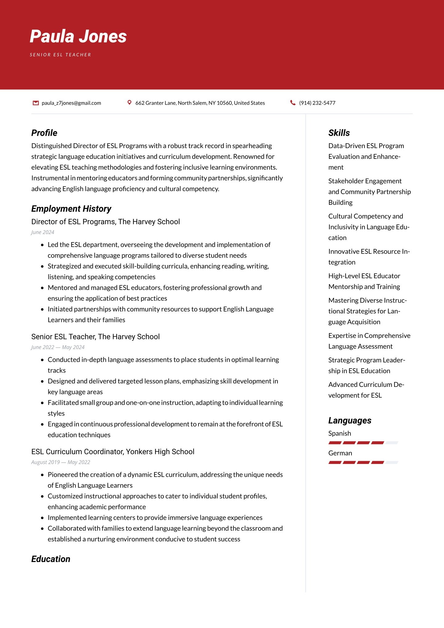 Senior-level ESL Teacher Translation missing: en.examples.cover_letter_example