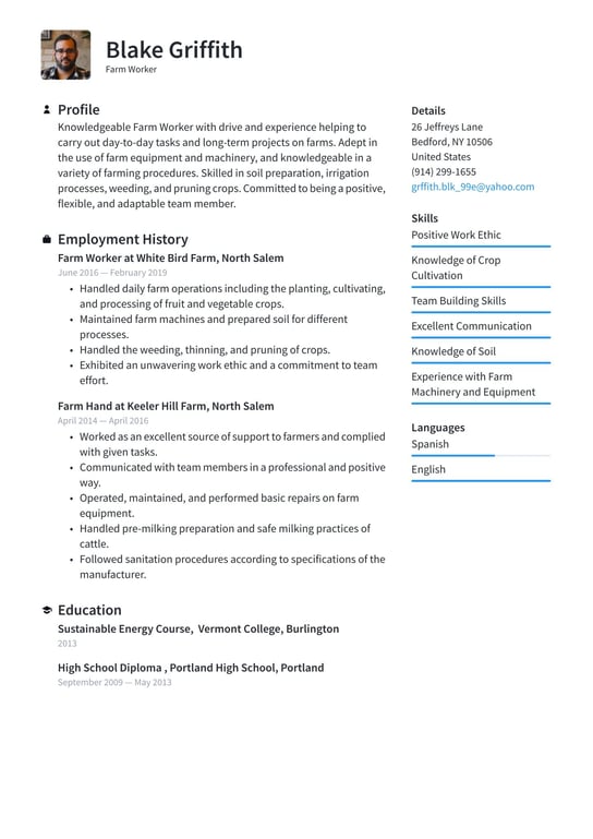 Farm Worker  resume examples & templates