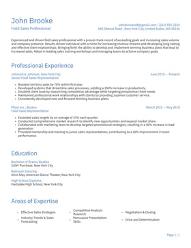 Field Sales Professional resume examples & templates