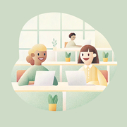 Happy workers in an office