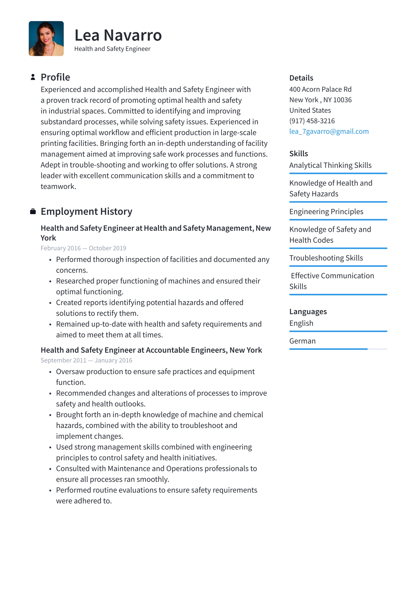 Mid-career Health and Safety Engineer Translation missing: en.examples.cover_letter_example