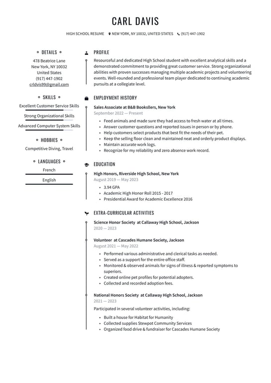 High School Student resume examples & templates
