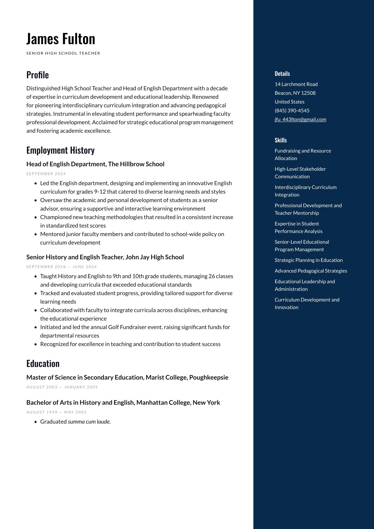 Senior-level High School Teacher Translation missing: en.examples.cover_letter_example