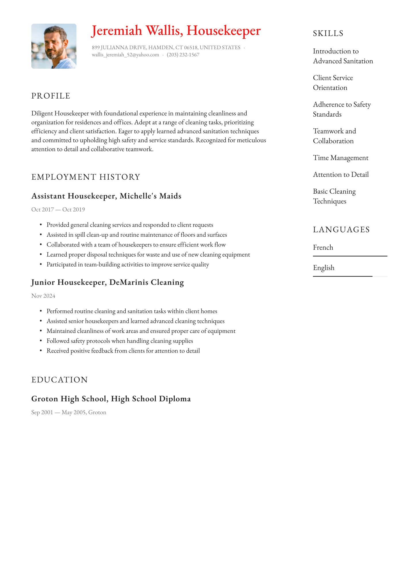 Entry-level Housekeeping Translation missing: en.examples.cover_letter_example