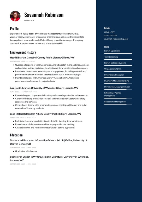 Librarian resume examples & templates