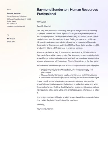 Simple cover letter template Pastel