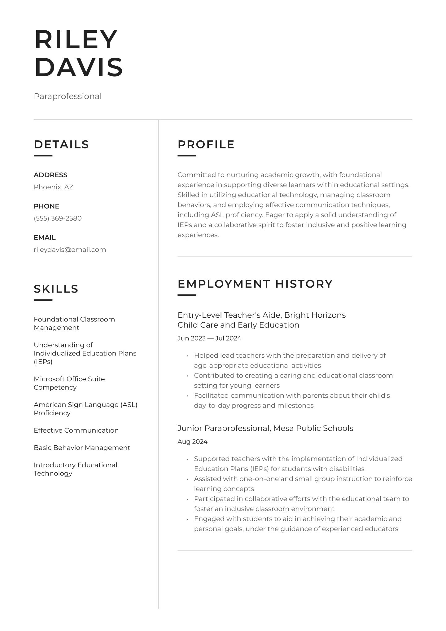 Entry-level Paraprofessional Translation missing: en.examples.cover_letter_example