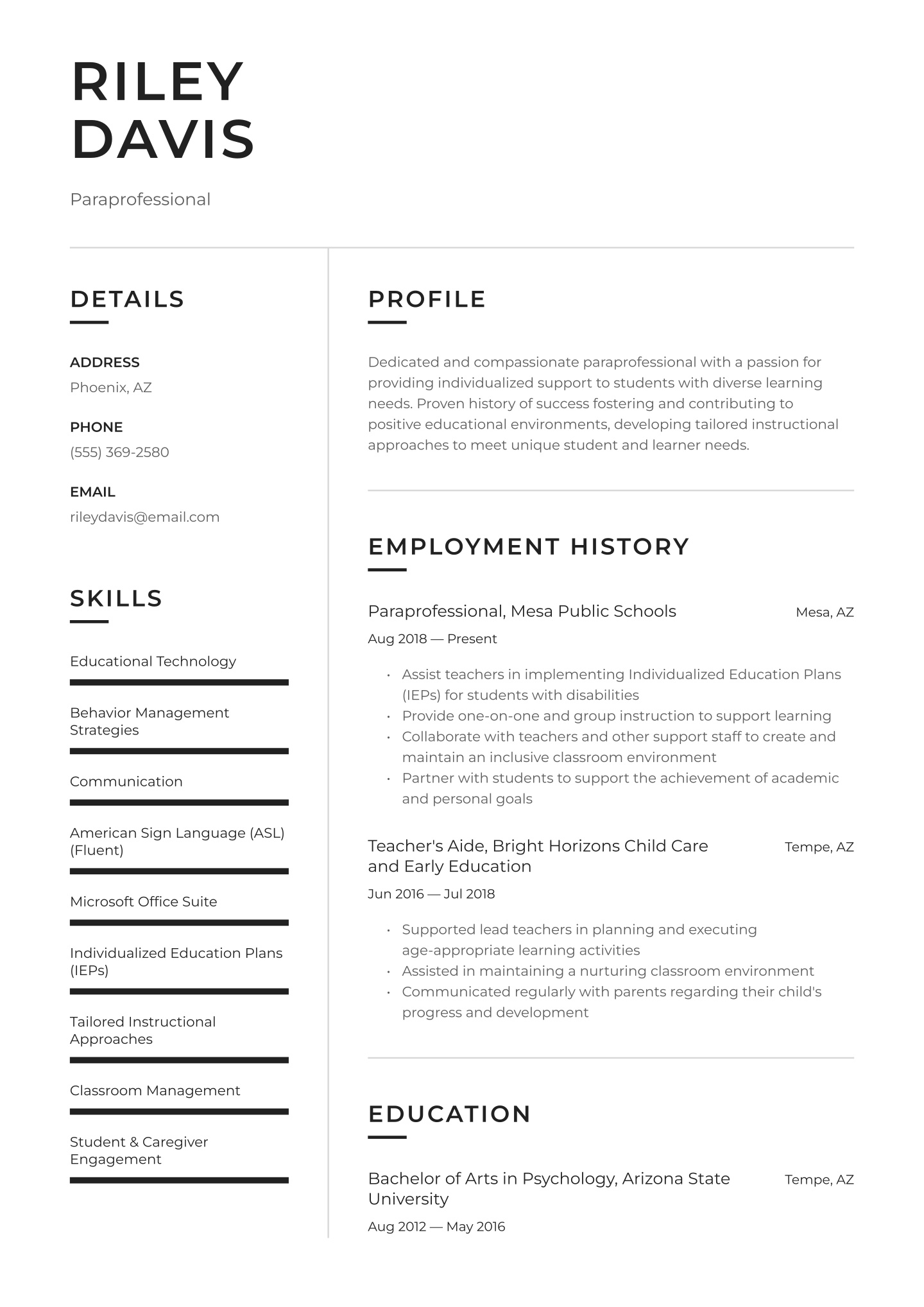 Mid-career Paraprofessional Translation missing: en.examples.cover_letter_example