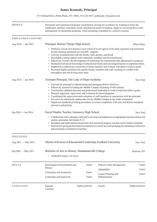 Principal resume examples & templates