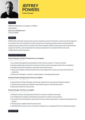 Product Manager resume examples & templates