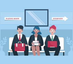 Candidates waiting to go into an interview 