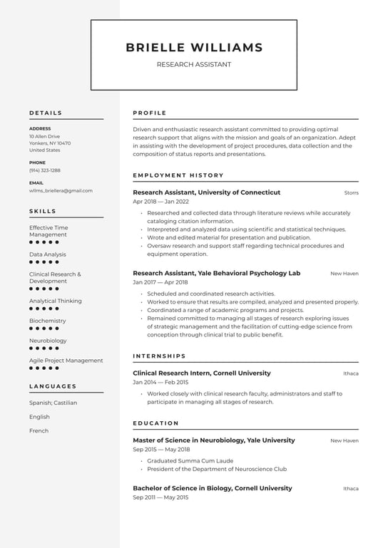 Research Assistant resume examples & templates