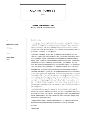 Sales cover letter example
