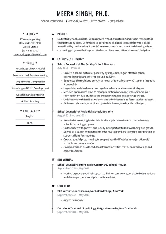 School Counselor resume examples & templates
