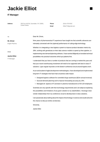Simple cover letter template Minimalist