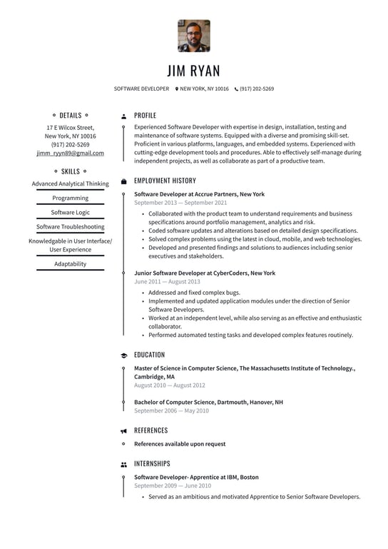 Software Developer resume examples & templates