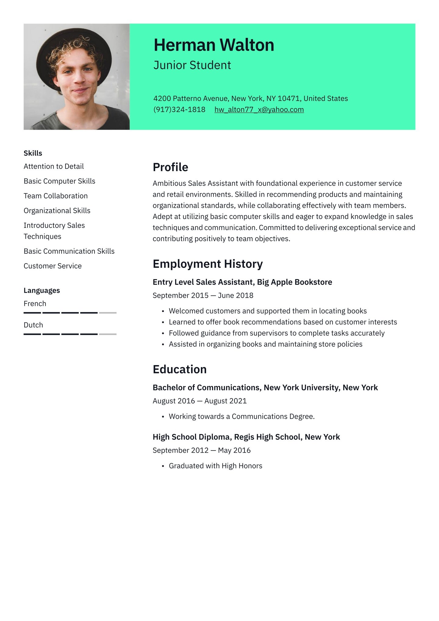 Entry-level Student Translation missing: en.examples.cover_letter_example