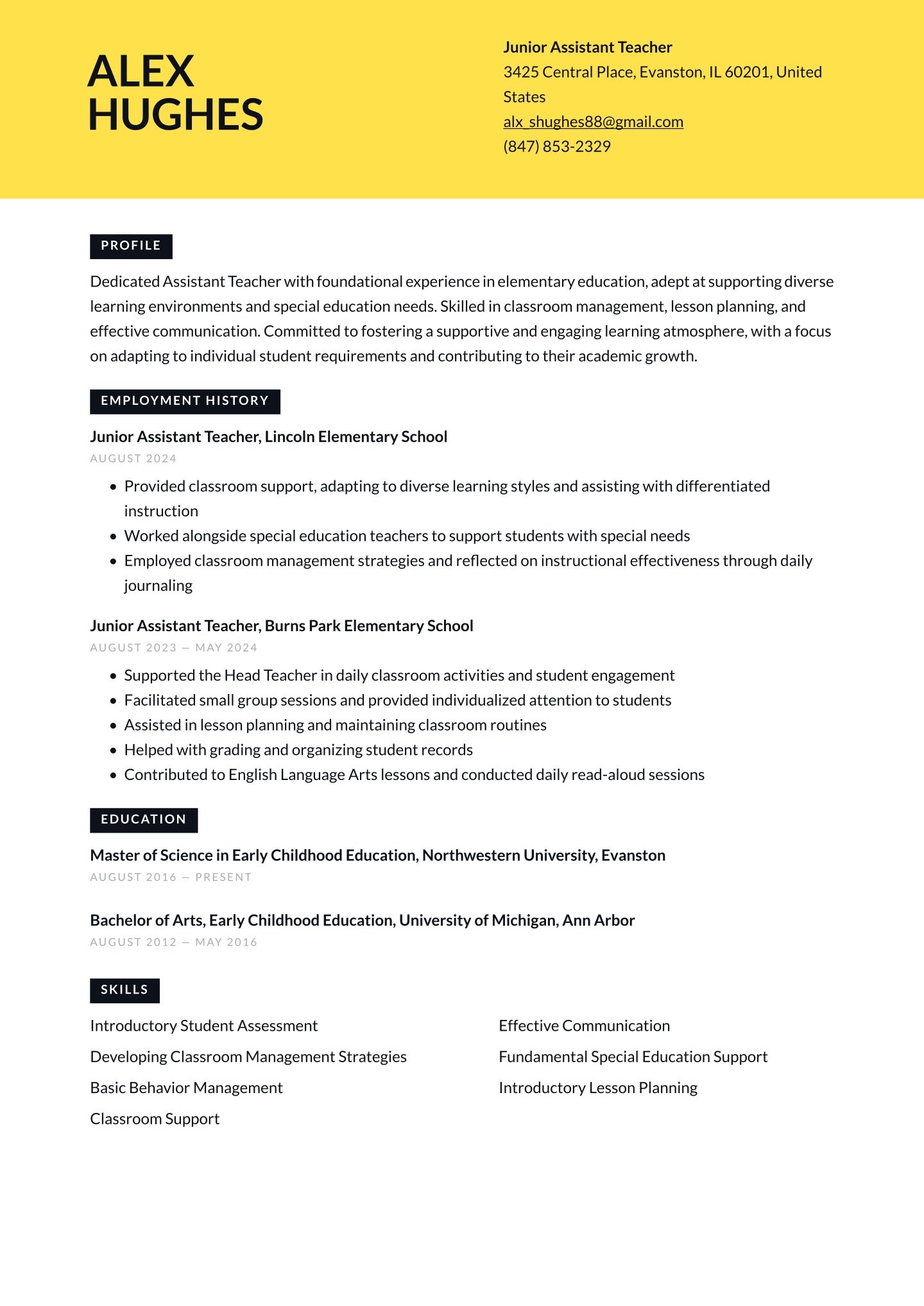 Entry-level Teacher Assistant Translation missing: en.examples.cover_letter_example