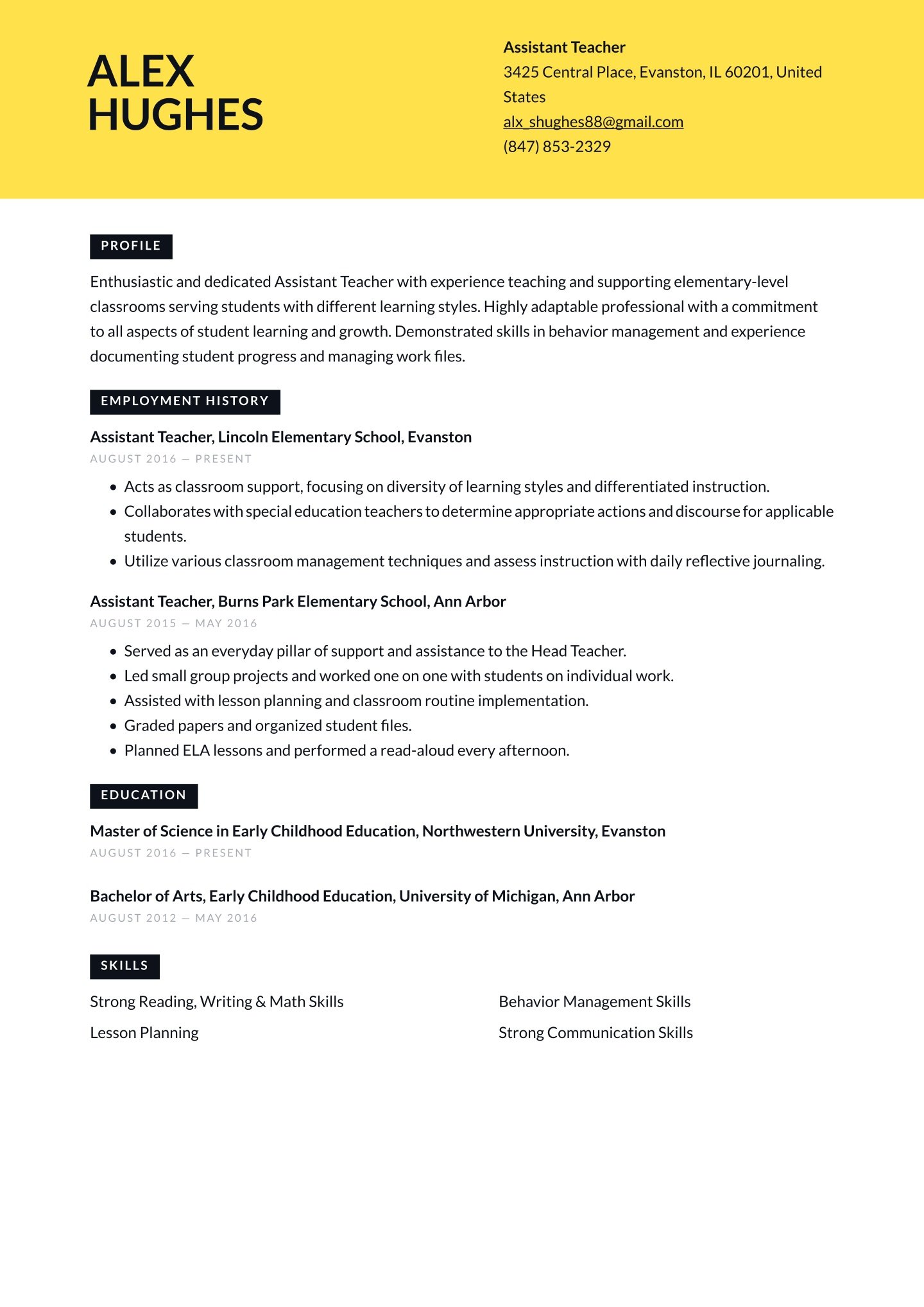 Mid-career Teacher Assistant Translation missing: en.examples.cover_letter_example